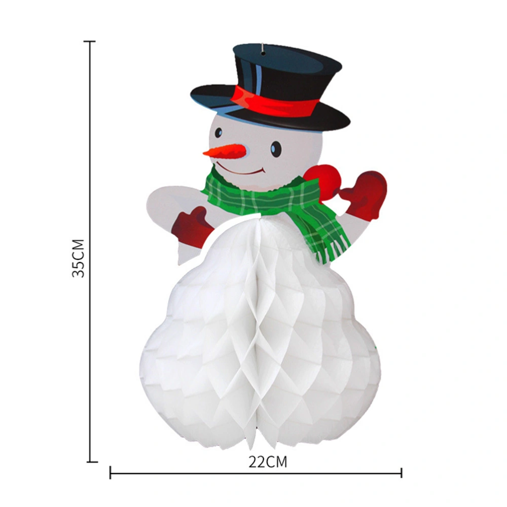 2pcs Honeycomb Design Christmas Tree Ornaments Paper Snowman with Hat Pendant Hanging Decorations