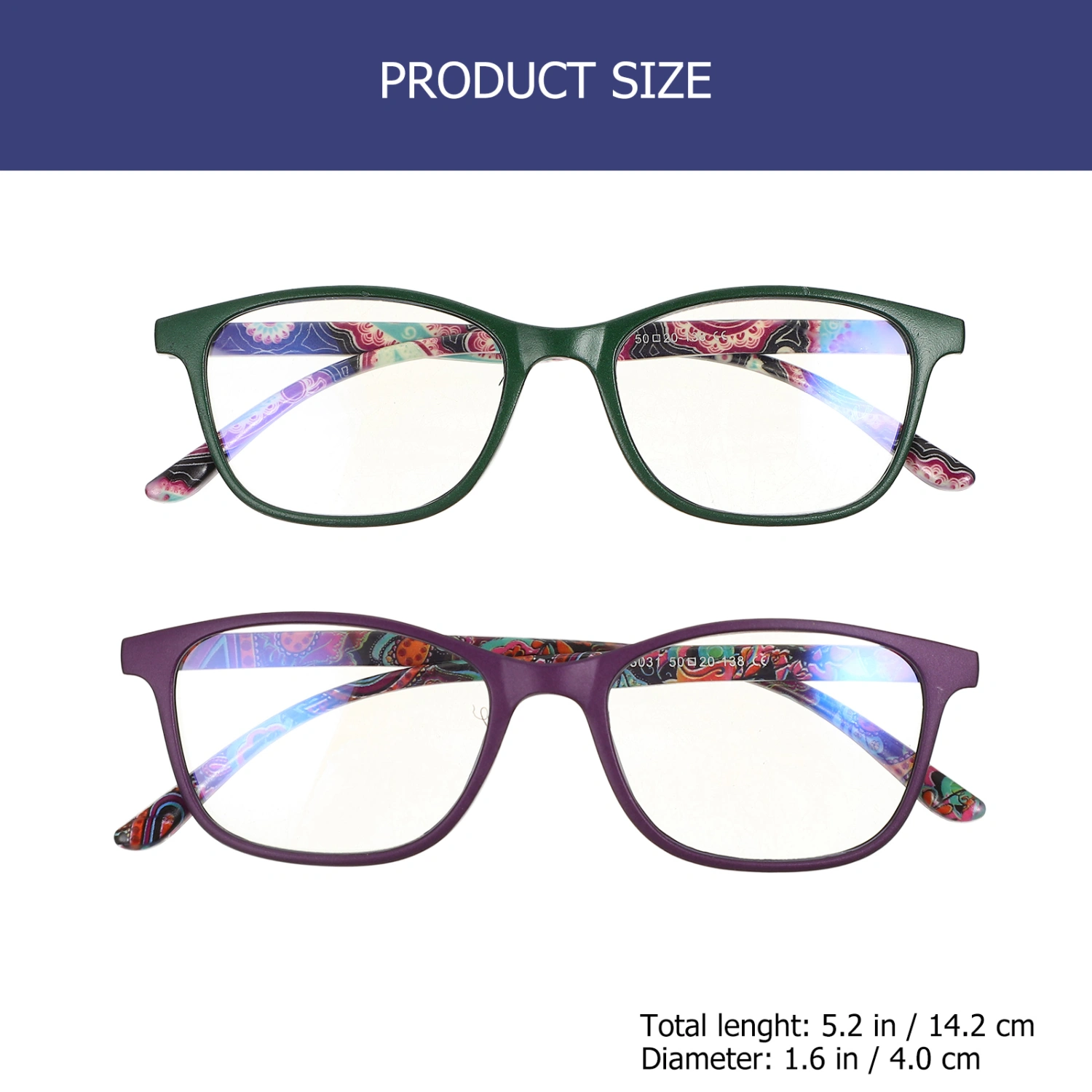 2Pcs Reading Glasses Anti Blue-ray Glasses Printed Reading Glasses Elderly Reading Glasses