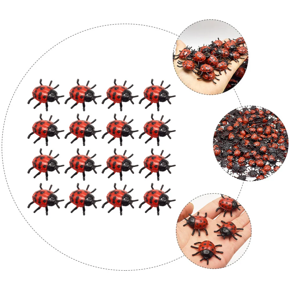 22Pcs Simulation Ladybug Toy Plastic Ladybug Toys Plastic Static Ladybug Models