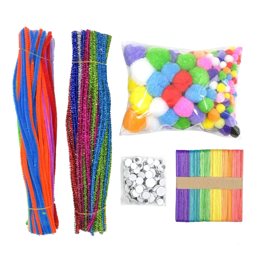 Kindergarten Plush Twisted Sticks DIY Kit Handmade Chenille Stems Toy Material Craft Decor for Kids (C)