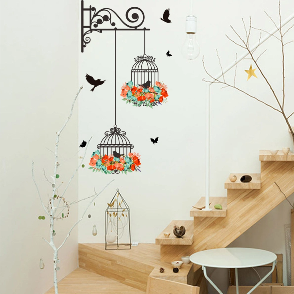 Wall Stickers Birdcage Decorative Painting Art Murals Wall Decals Bedroom Living Room TV Background Home Decor