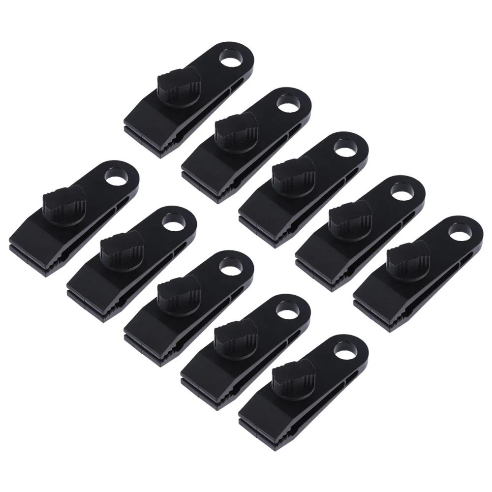 10pcs Clips Heavy Duty Lock Grip Awning Clamp Set Instant Clip for Camping Canopies Tarps Caravan (Black)