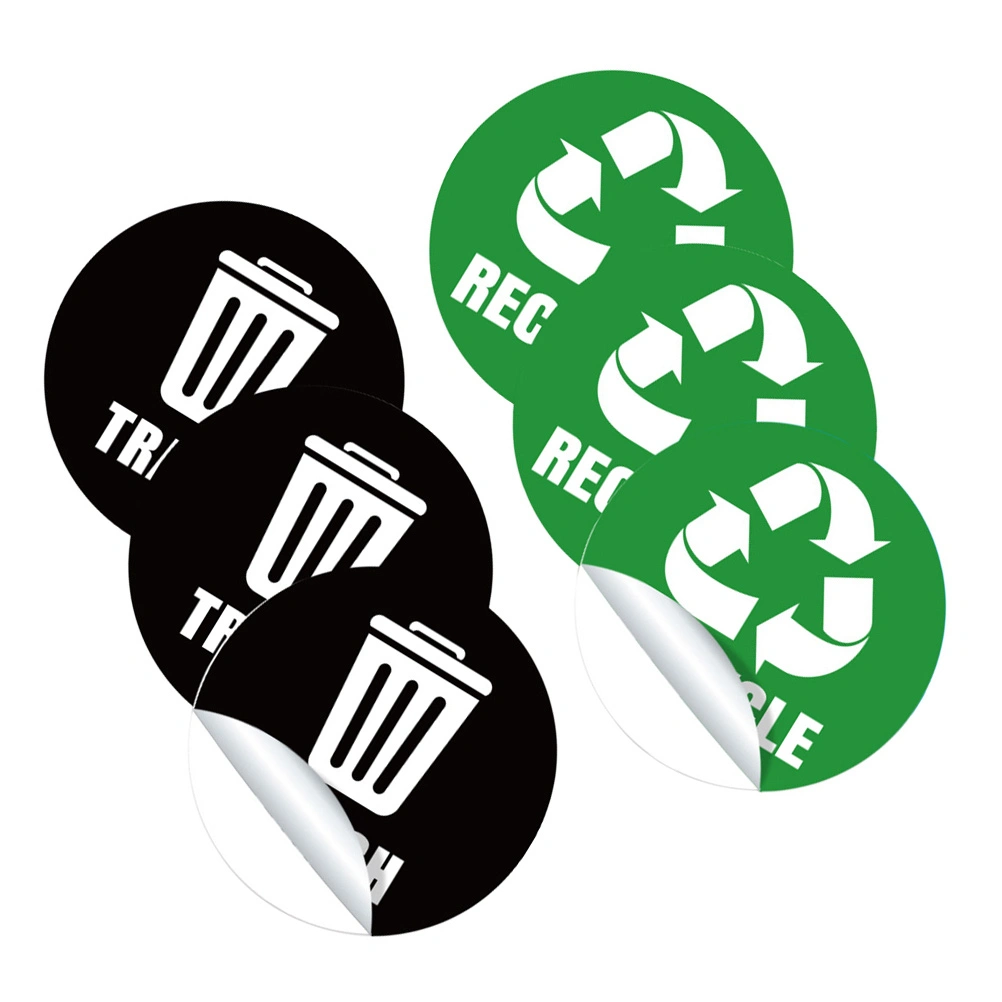 1 Set of 6 Sheets Garbage Classification Label Stickers Trash Can Stickers