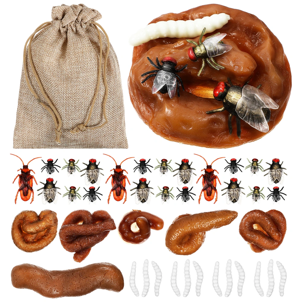 1 Set Realistic Fake Poop Fake Maggots April Fools' Day Prank Stuff Fake Flies Cockroaches Trick Toys