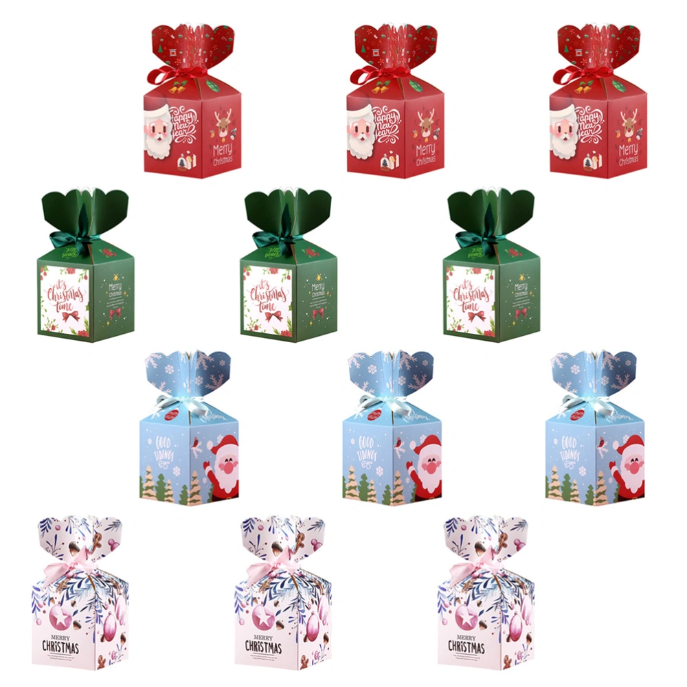 12pcs Christmas Elements Design Candy Boxes Candy Containers (Random Color)