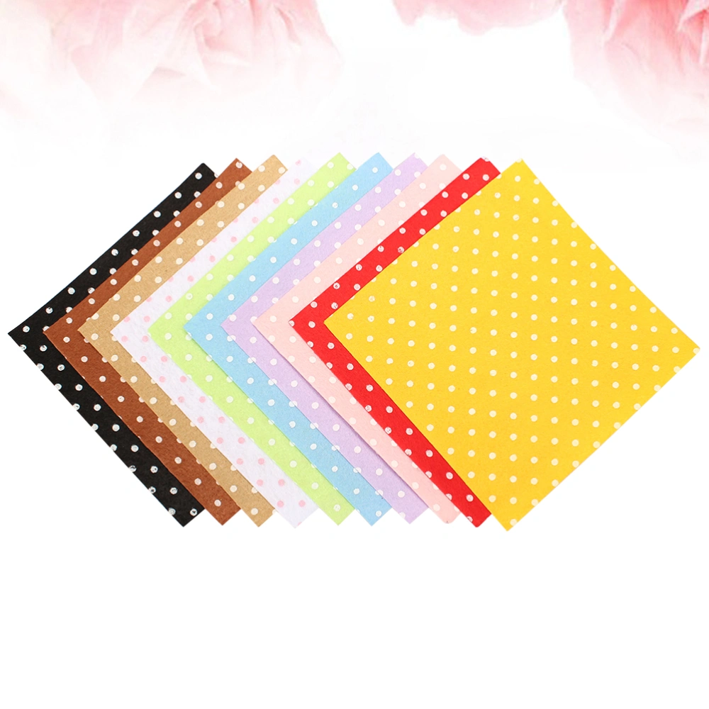 20Pcs 10 Colors Handmade DIY Non-woven Fabrics Dot Pattern Cloth DIY Craft Fabric for Kids Children (15x15cm)