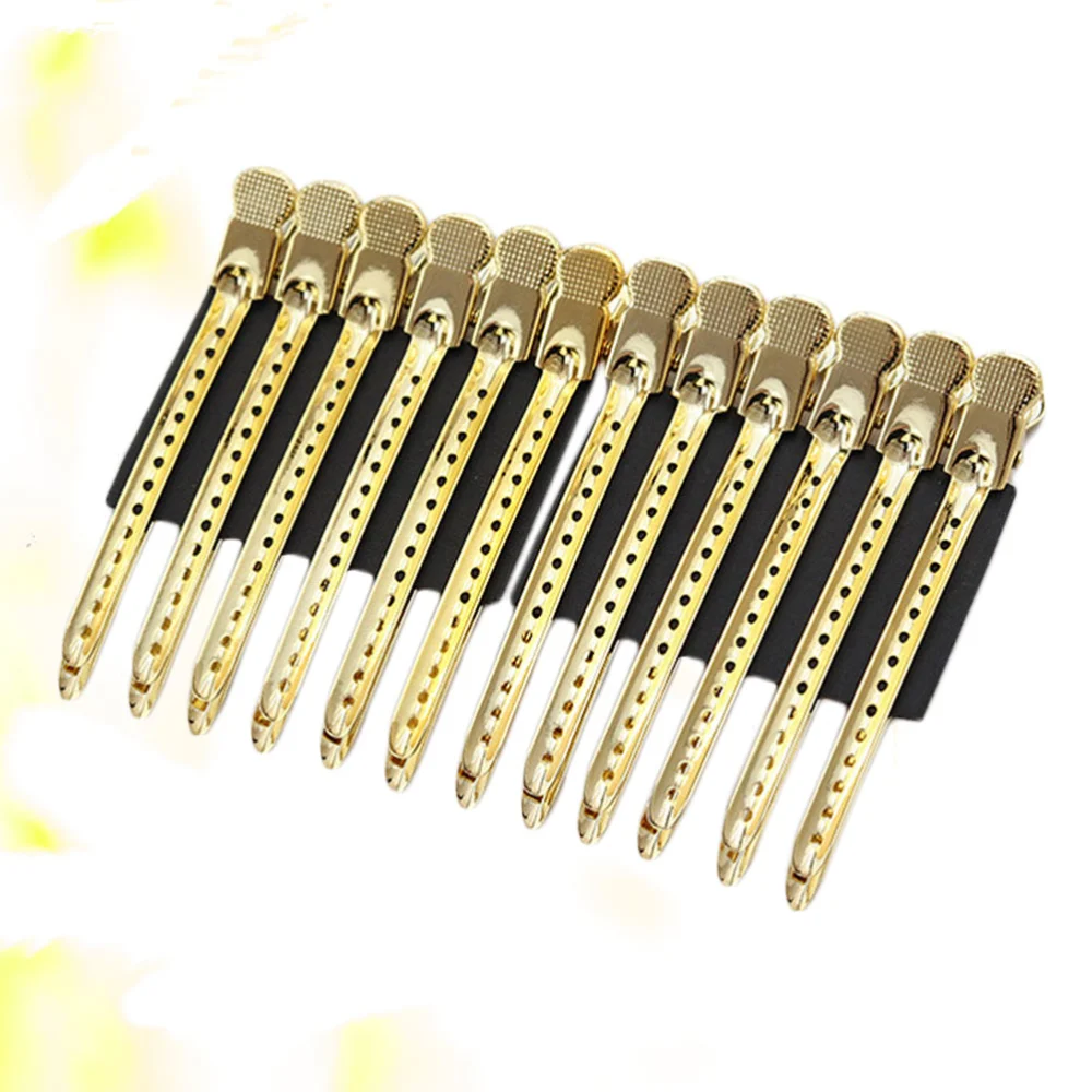 12PCS 9.5cm Professional Hairdressing Clips Stainless Steel Duckbill Hair Clips Hair Styling Tools for Salon