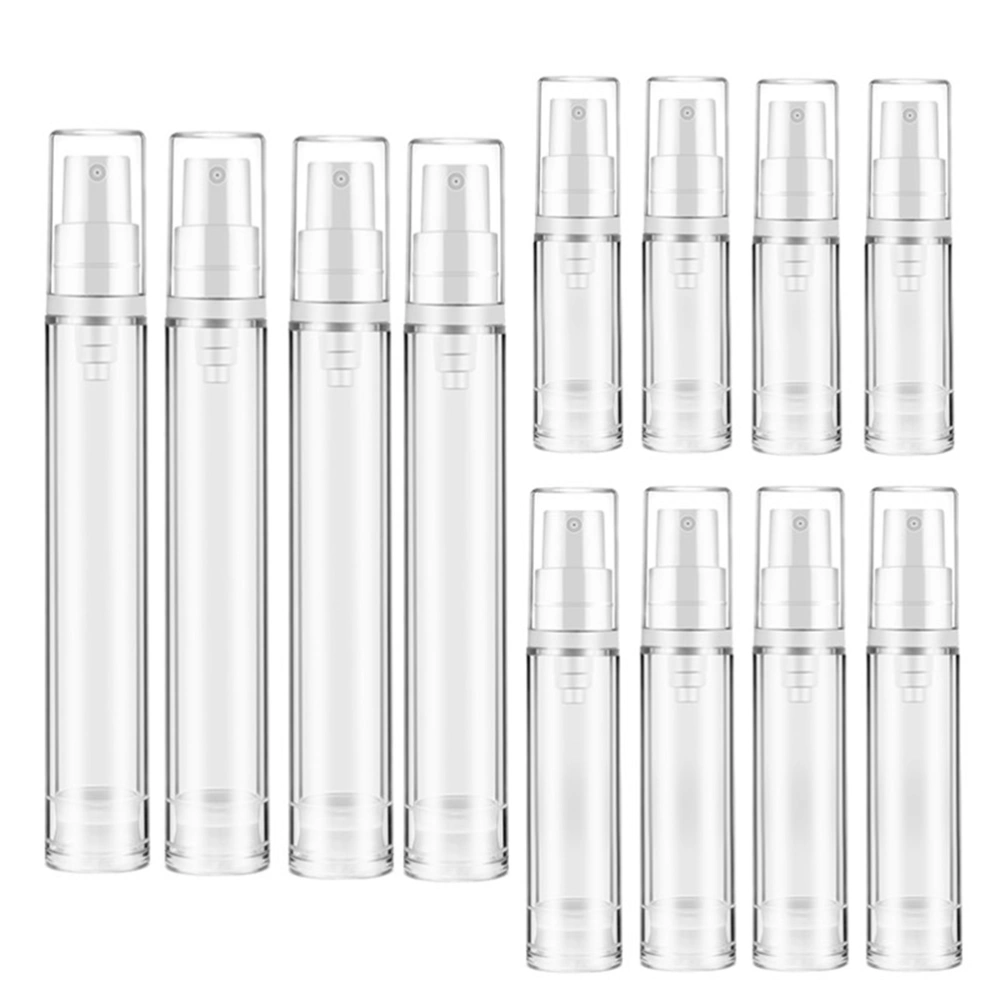 12PCS 5ML 10ML 15ML Portable Travel Spray Bottle Cosmetic Liquid Dispensing Bottle Refillable Perfume Moisturizing Toner Empty Bottle Vacuum Mist Sprayer Bottle for Trip Use (Transparent Head)