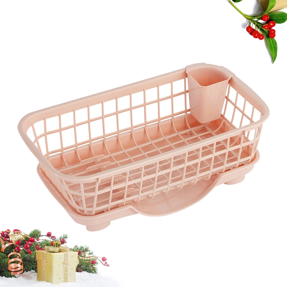 Multifunctional Kitchen Draining Rack Dish Plate Storage Rack Household Storage Holder (Pink)