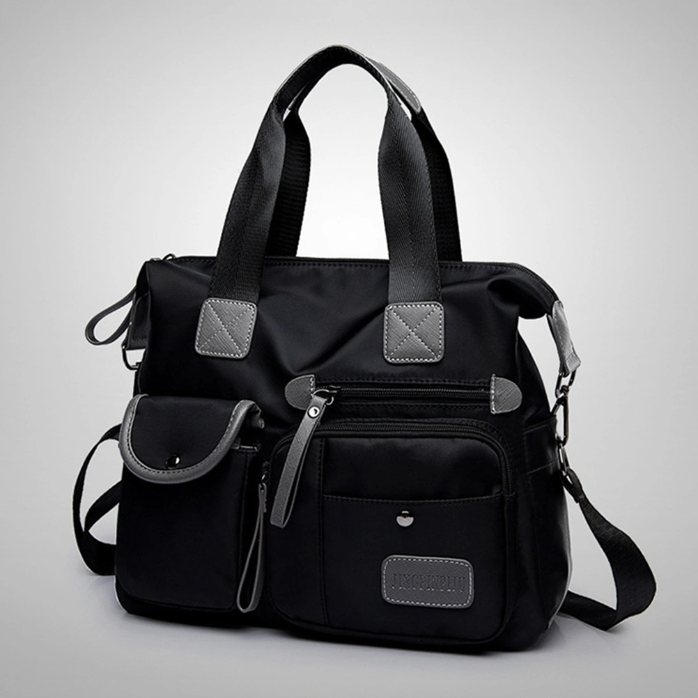 Nylon Cloth Handbag Lage Capacity Storage Handbag for Mother Woman Lady (Black)