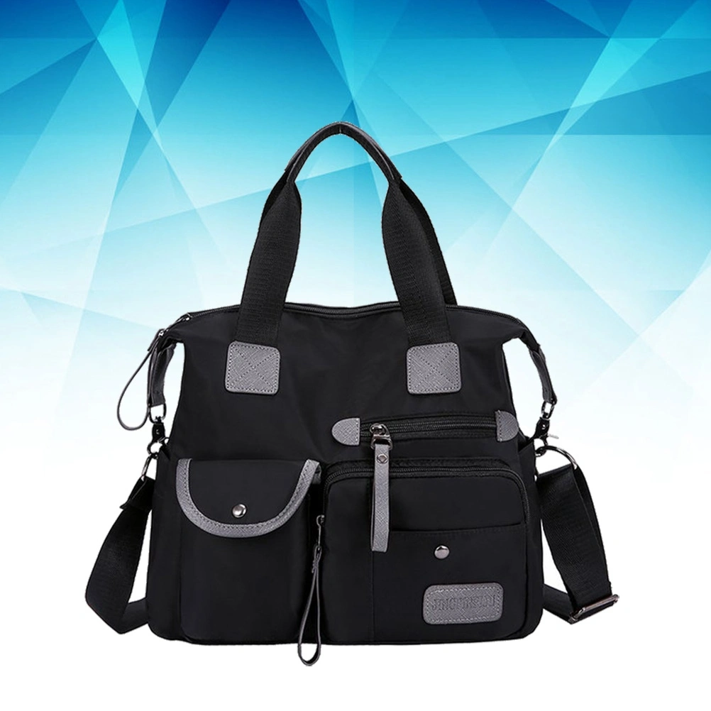 Nylon Cloth Handbag Lage Capacity Storage Handbag for Mother Woman Lady (Black)