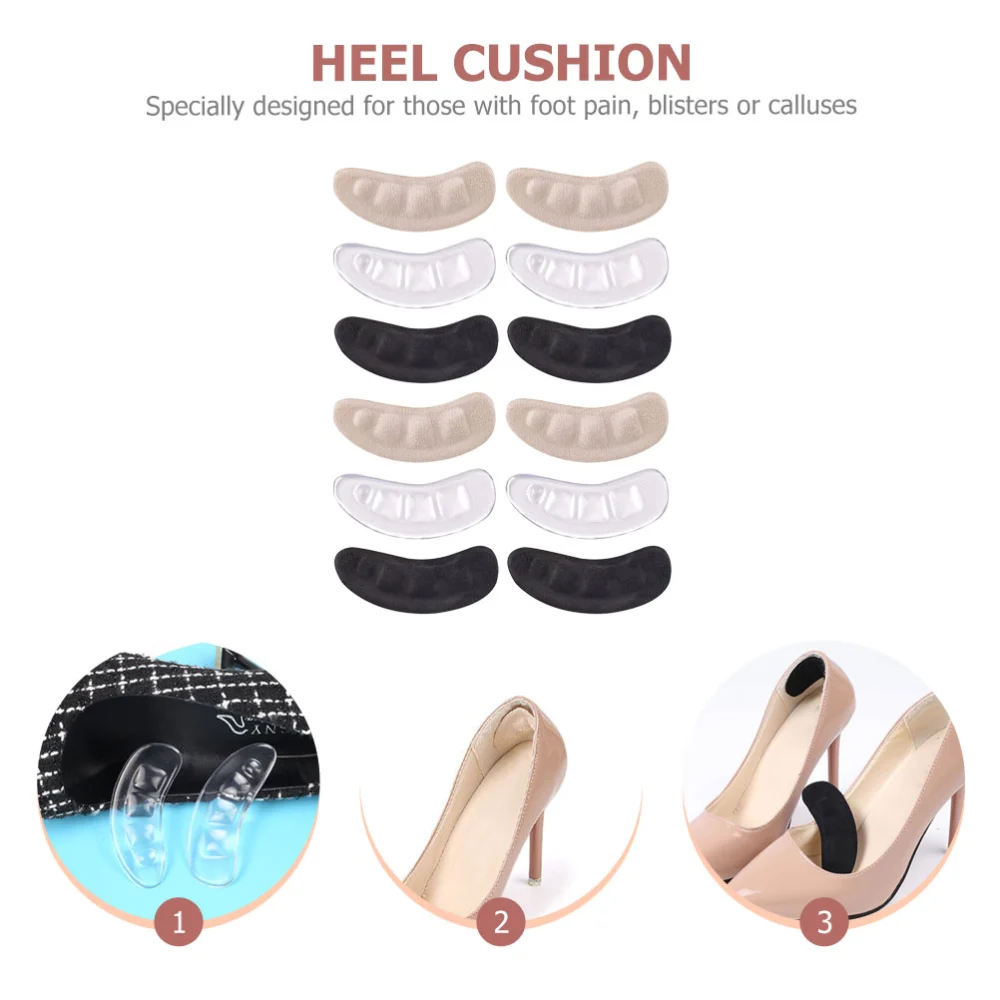 6 pairs of Women High Heel Non-Slip Heel Pads Shoe Pads Pain Relief Cushions