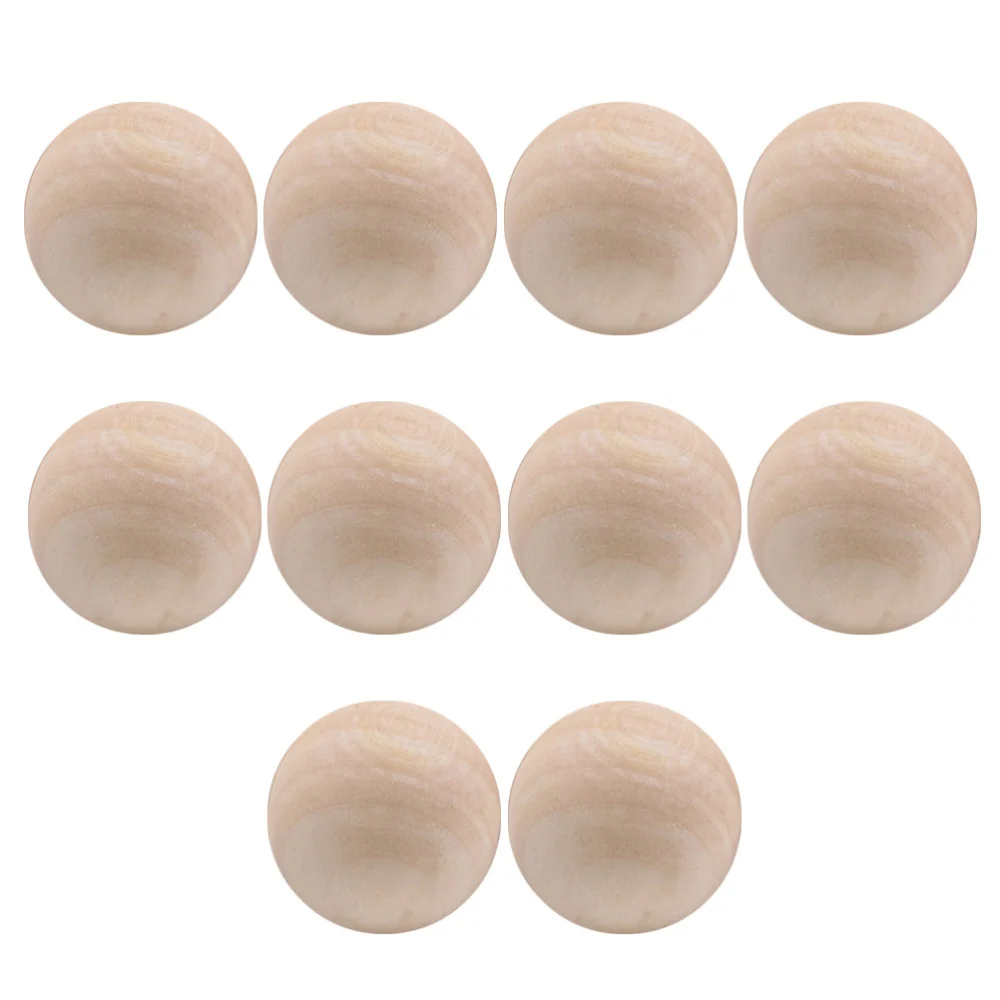 10 Pcs 50MM Large Lotus Wood Mini Ball Solid Round Beads DIY Painting Carving Craft Accessories Without Hole (Wood Color)