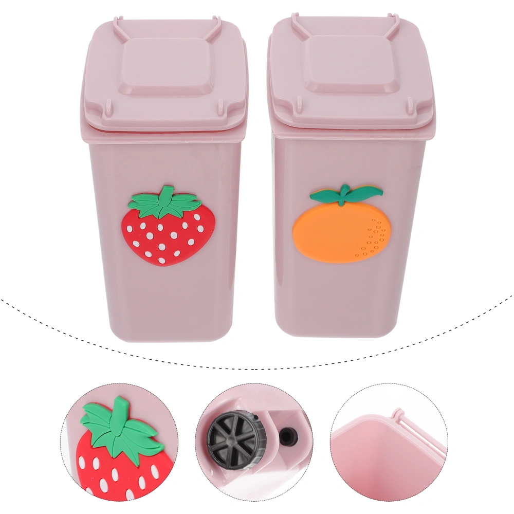 2pcs Desktop Pen Holder Plastic Pencil Cup Mini Waste Garbage Bin Mini Trash Can