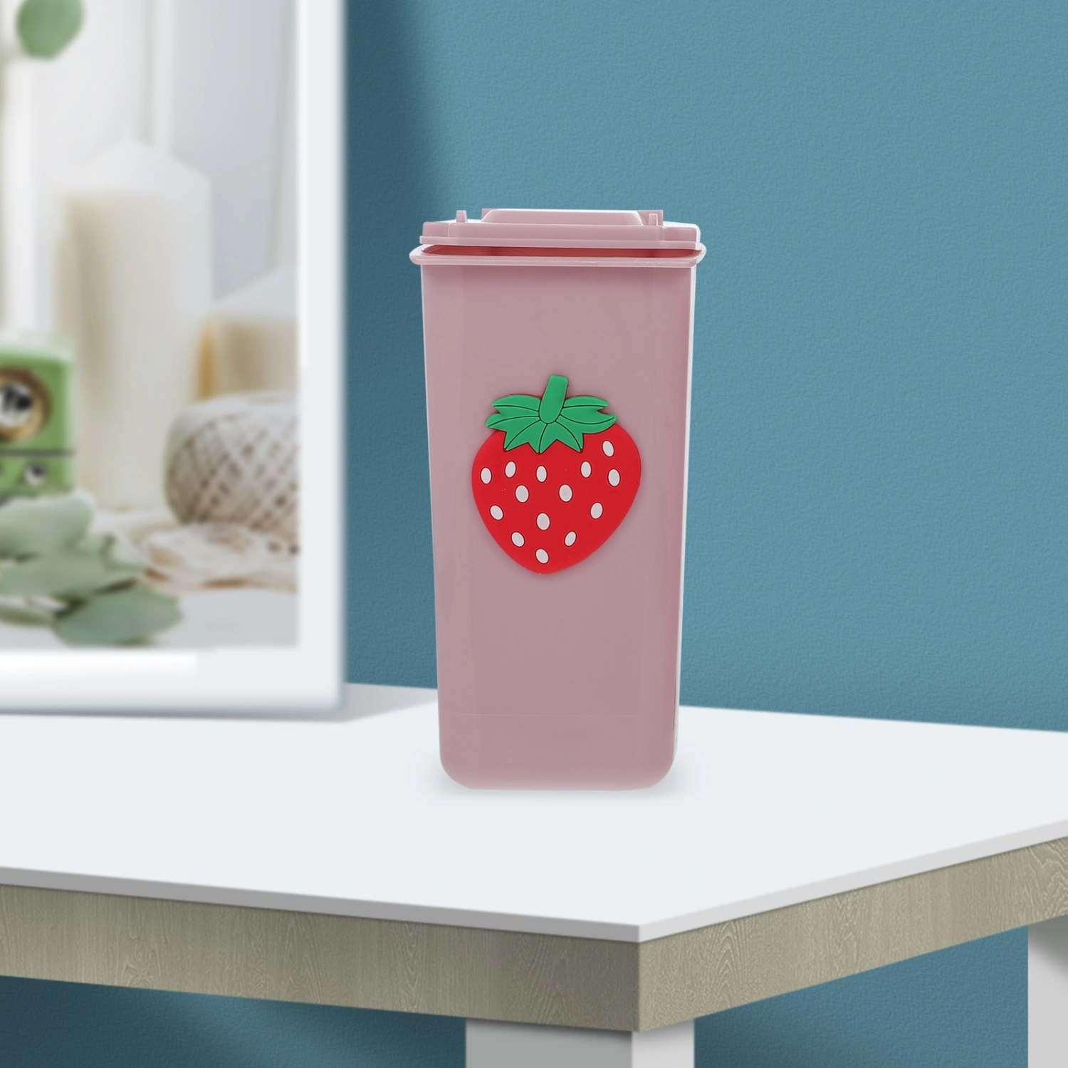 2pcs Desktop Pen Holder Plastic Pencil Cup Mini Waste Garbage Bin Mini Trash Can
