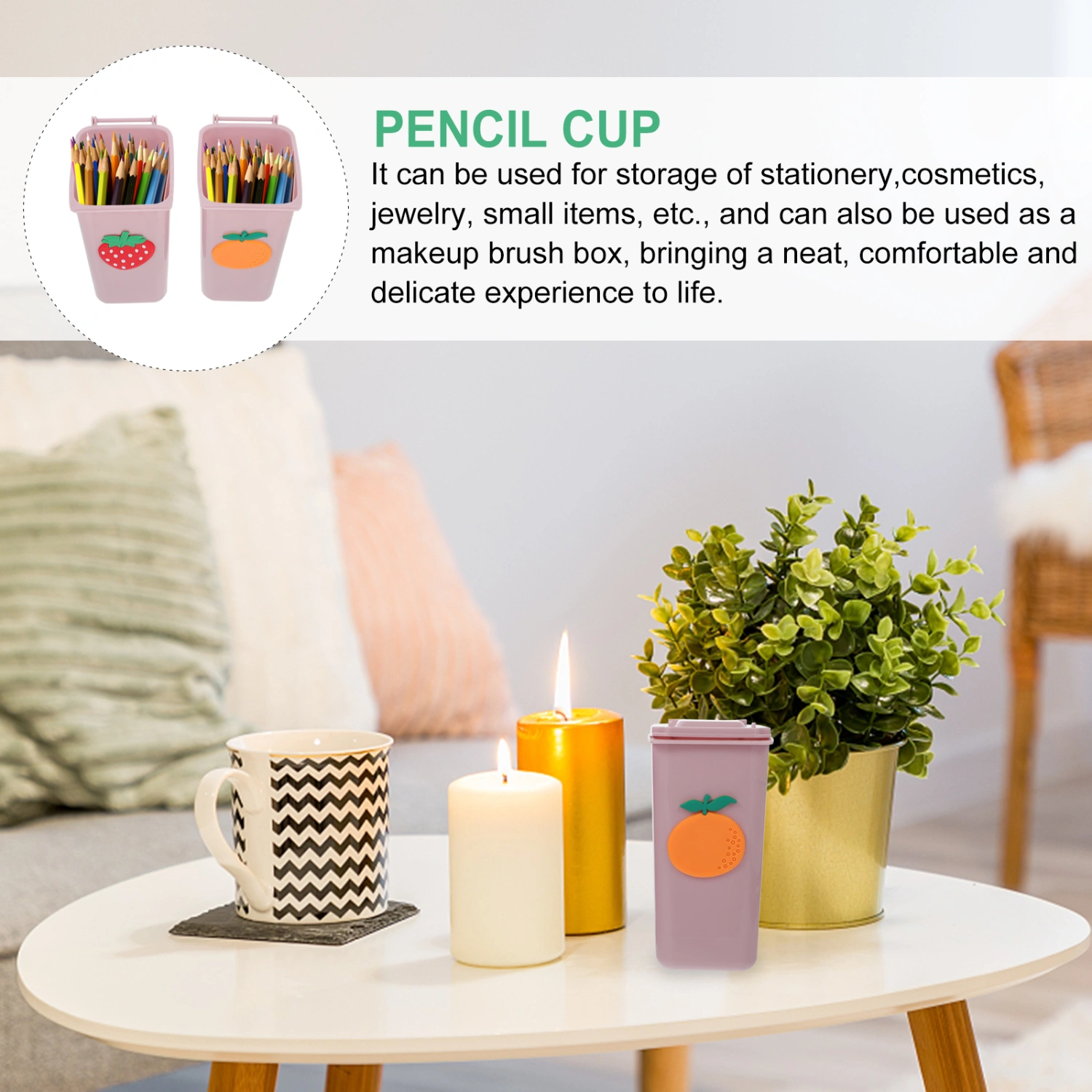 2pcs Desktop Pen Holder Plastic Pencil Cup Mini Waste Garbage Bin Mini Trash Can