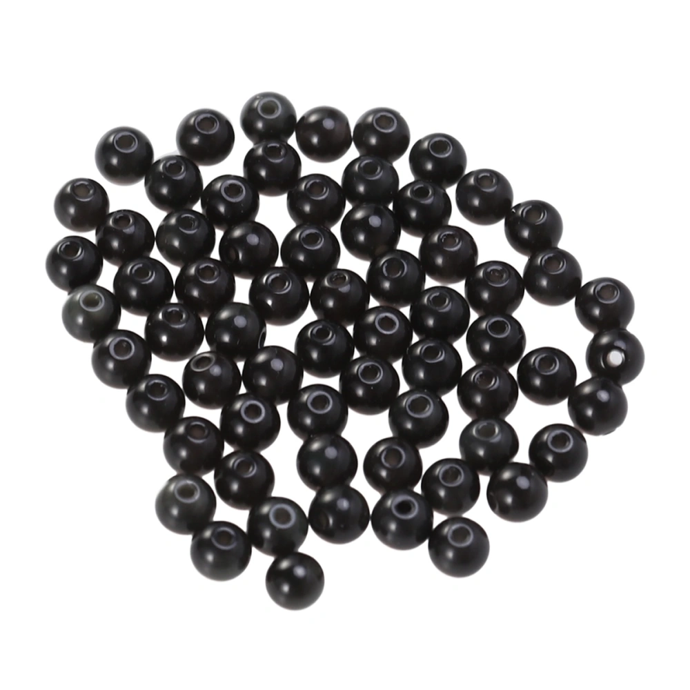 65pcs Natural Obsidian Beads Hallow DIY Bracelet Necklace Jewelry Accessories Valentine Birthday Gift for Friends Men (Black)