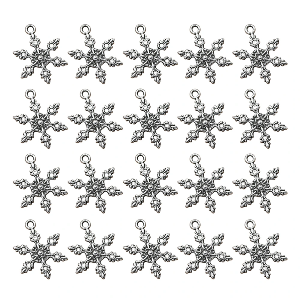 20pcs Alloy Double-sided Snowflake Pendants Charms DIY Jewelry Making Accessory for Necklace Bracelet (Antique Silver)