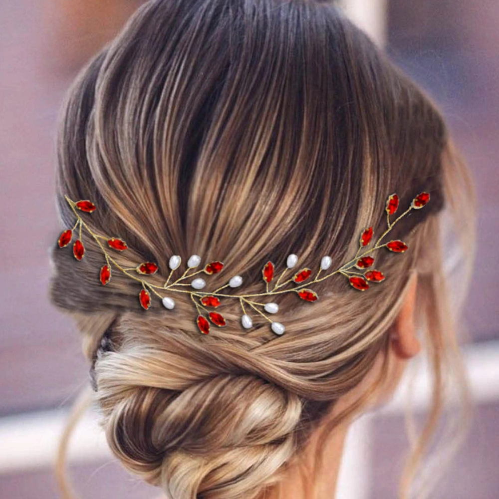 Wedding Bridal Hair Vine Pearl Hair Vine Rhinestone Hair Vine Decorative Hair Vine for Women