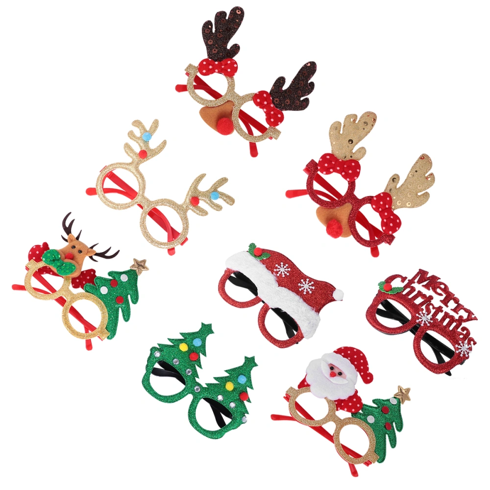 8pcs Christmas Elements Design Glasses Frame Eyeglasses Party Props Red Green