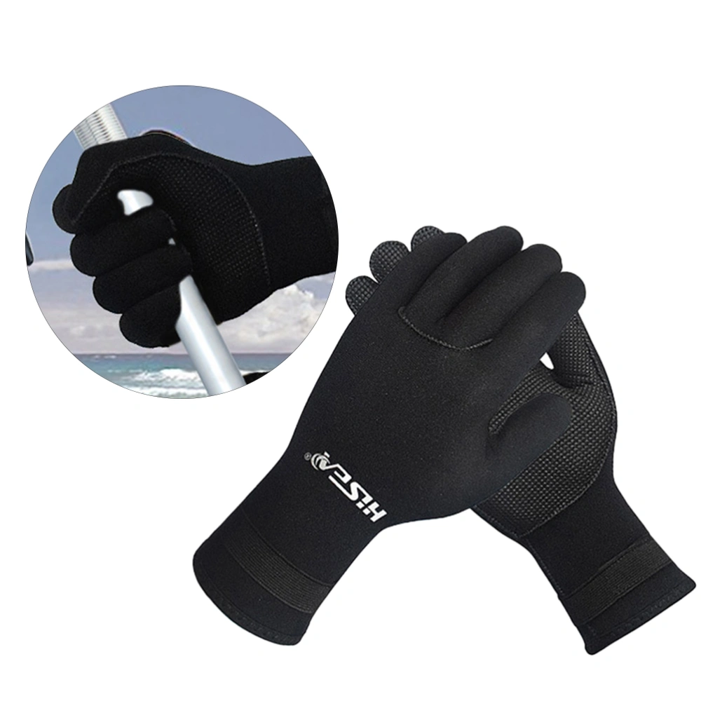 1 Pair of Diving Gloves Anti-slip Warm Diving Mittens Anti-scratch Snorkeling Gloves Underwater Swimming Device for Diving Use(Black Size S)