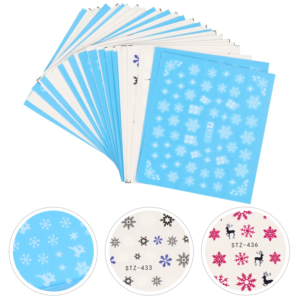 30pcs Nail Art Stickers Paper 3D Self-adhesive Nail Decals for Women Girls