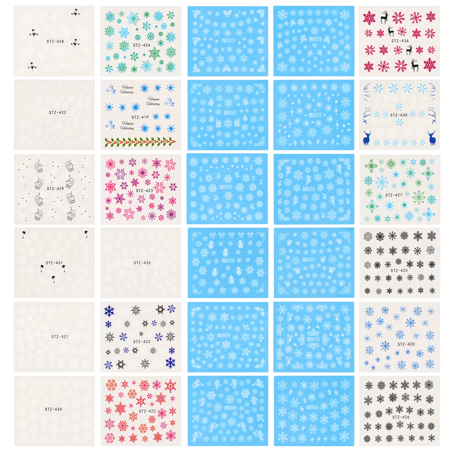 30pcs Nail Art Stickers Paper 3D Self-adhesive Nail Decals for Women Girls