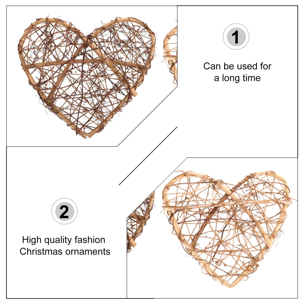 4Pcs Hanging Wreath Rattan Wreath DIY Heart Shape Garland Party Party Prop