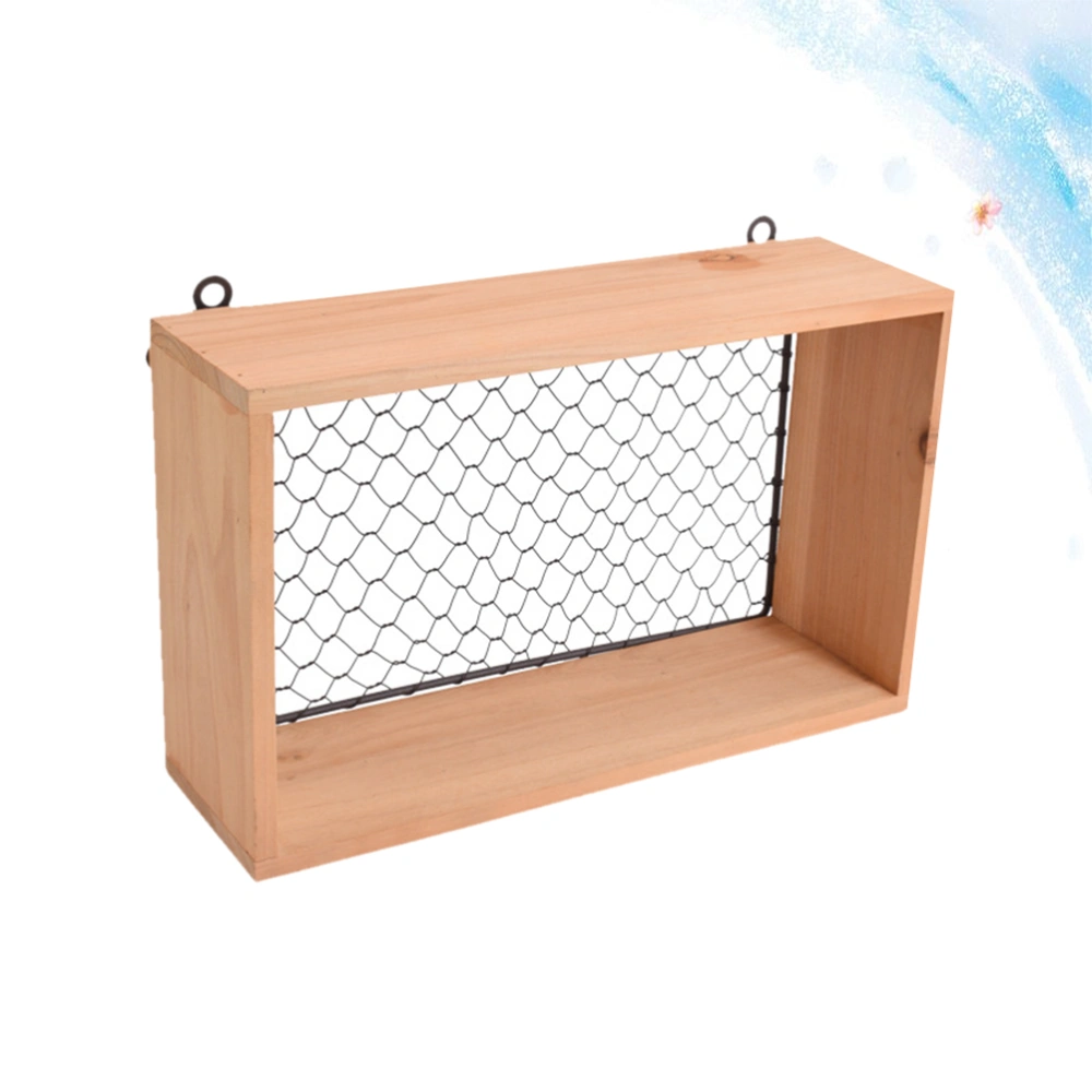 Wall Mounted Wood Frame Storage Rack Multifunctional Mesh Wall Hanging Storage Rack Wall Rack