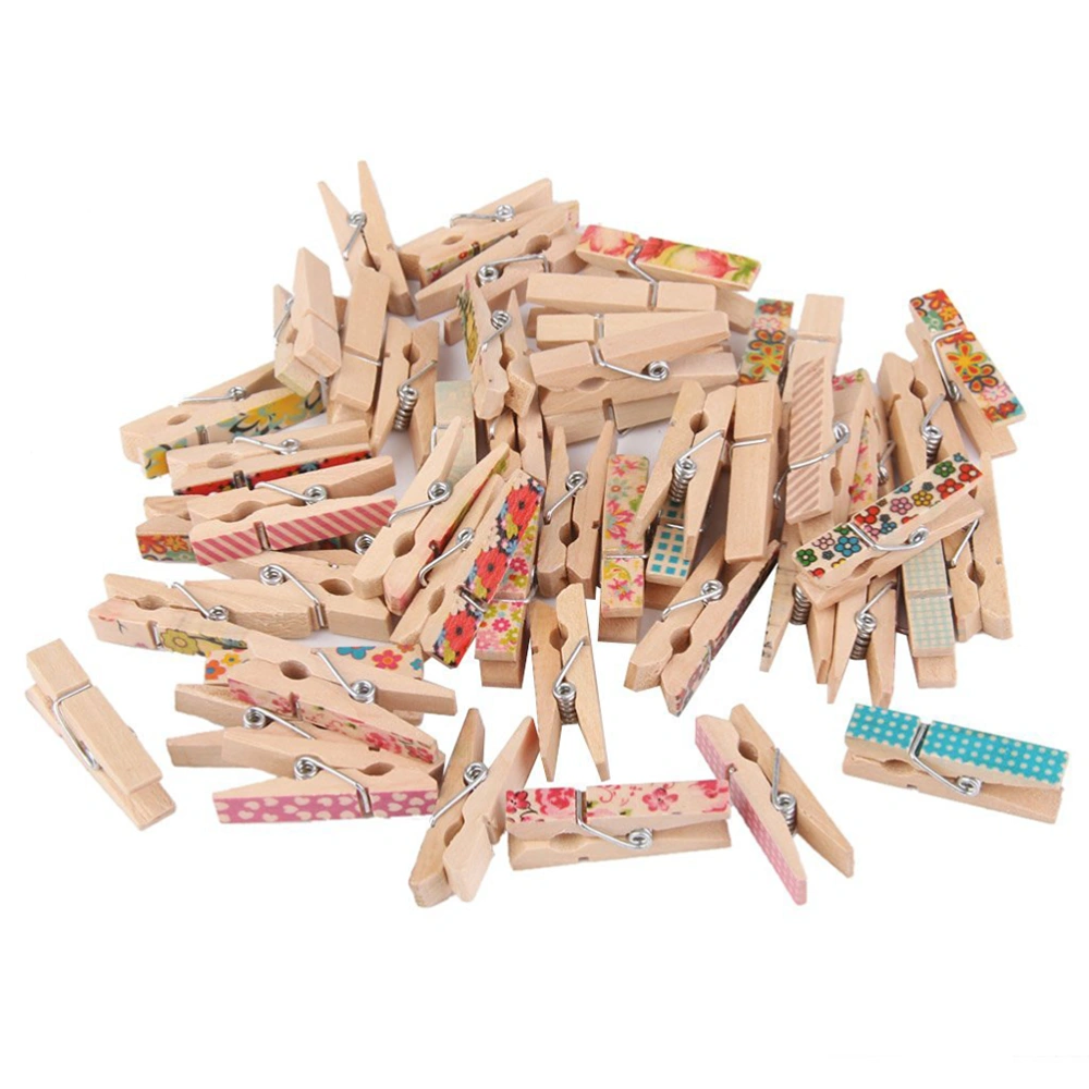 50pcs Wooden Pegs Clips Note Memo Holder Painting Clothespin