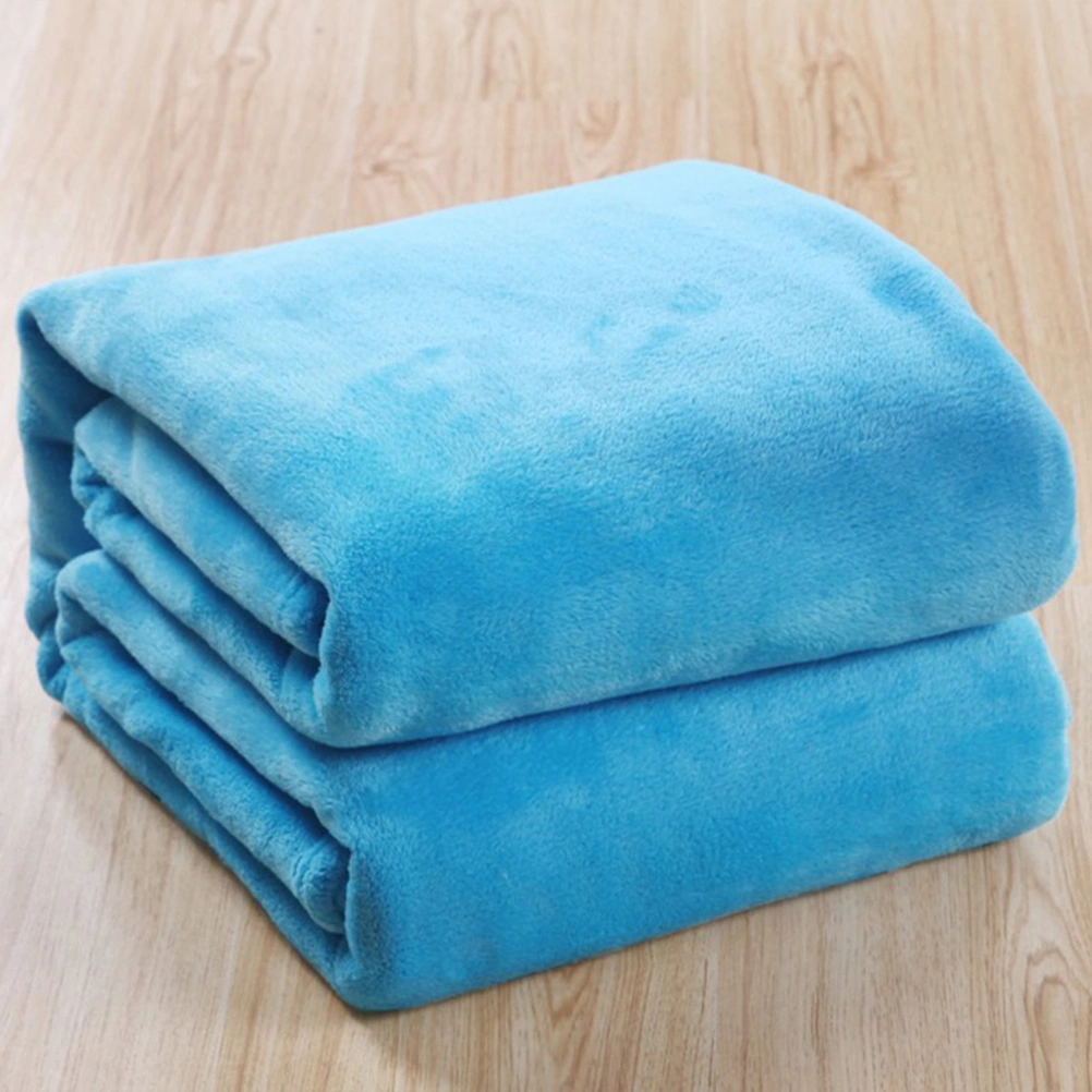 Pure Color Flannel Fleece Blanket Couch Solid Color Bed Blanket Sheet 100x140cm (Sky Blue)