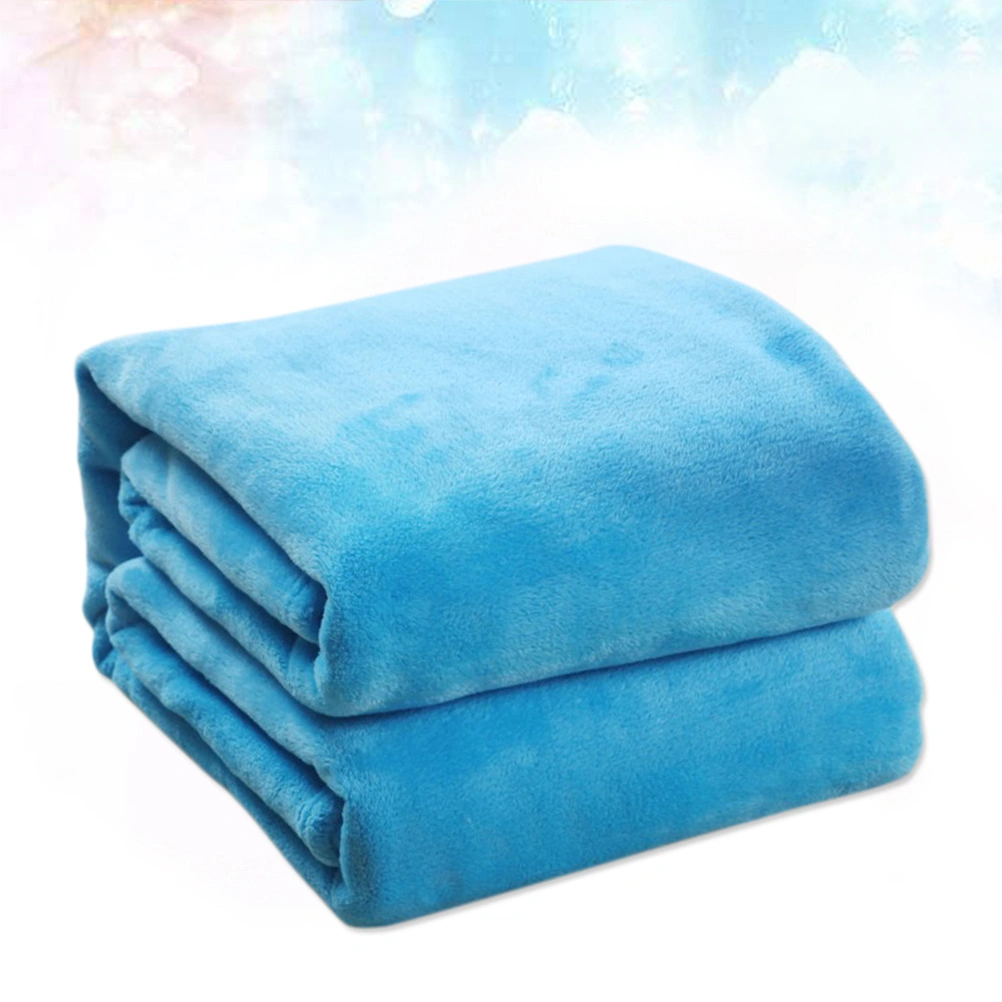 Pure Color Flannel Fleece Blanket Couch Solid Color Bed Blanket Sheet 100x140cm (Sky Blue)