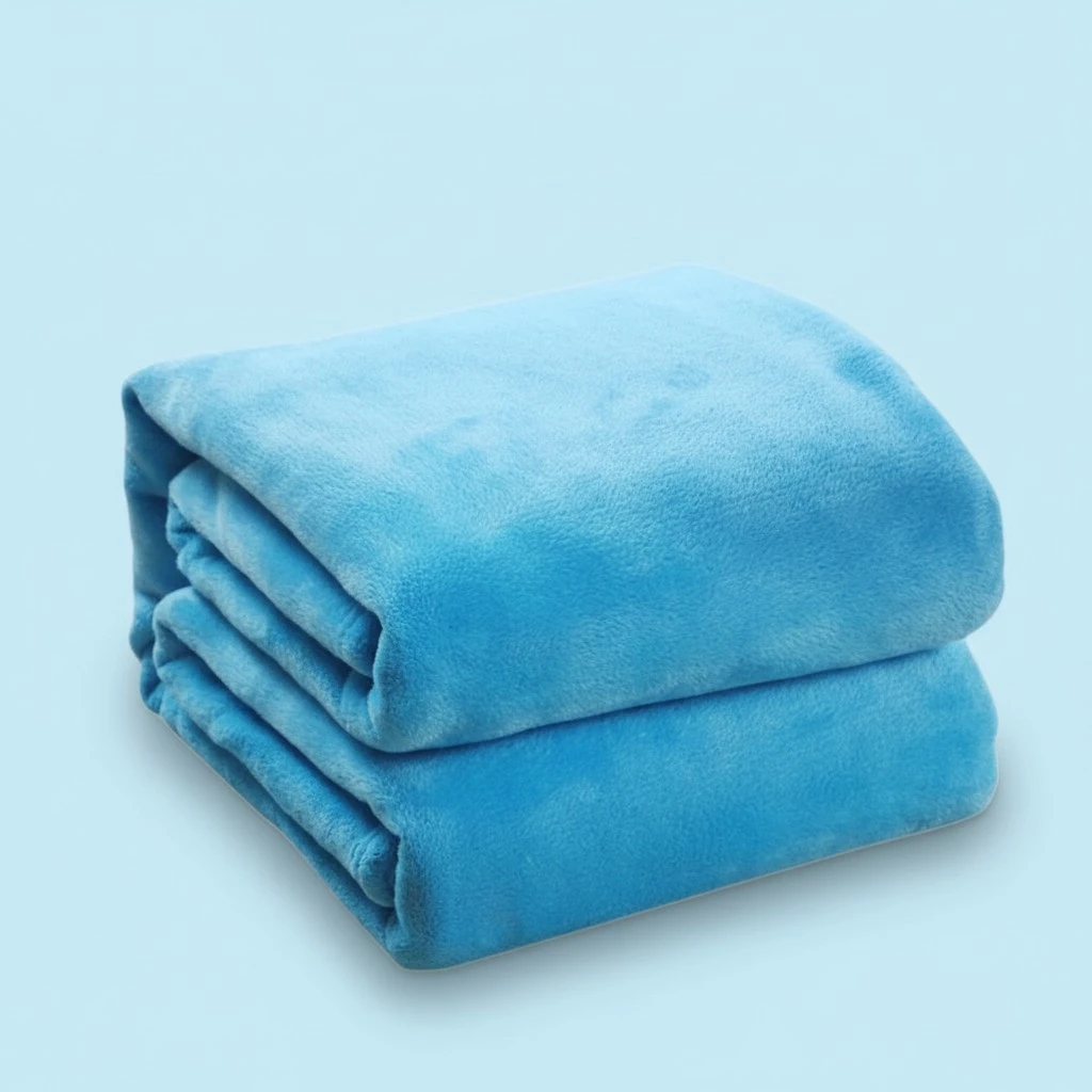 Pure Color Flannel Fleece Blanket Couch Solid Color Bed Blanket Sheet 100x140cm (Sky Blue)