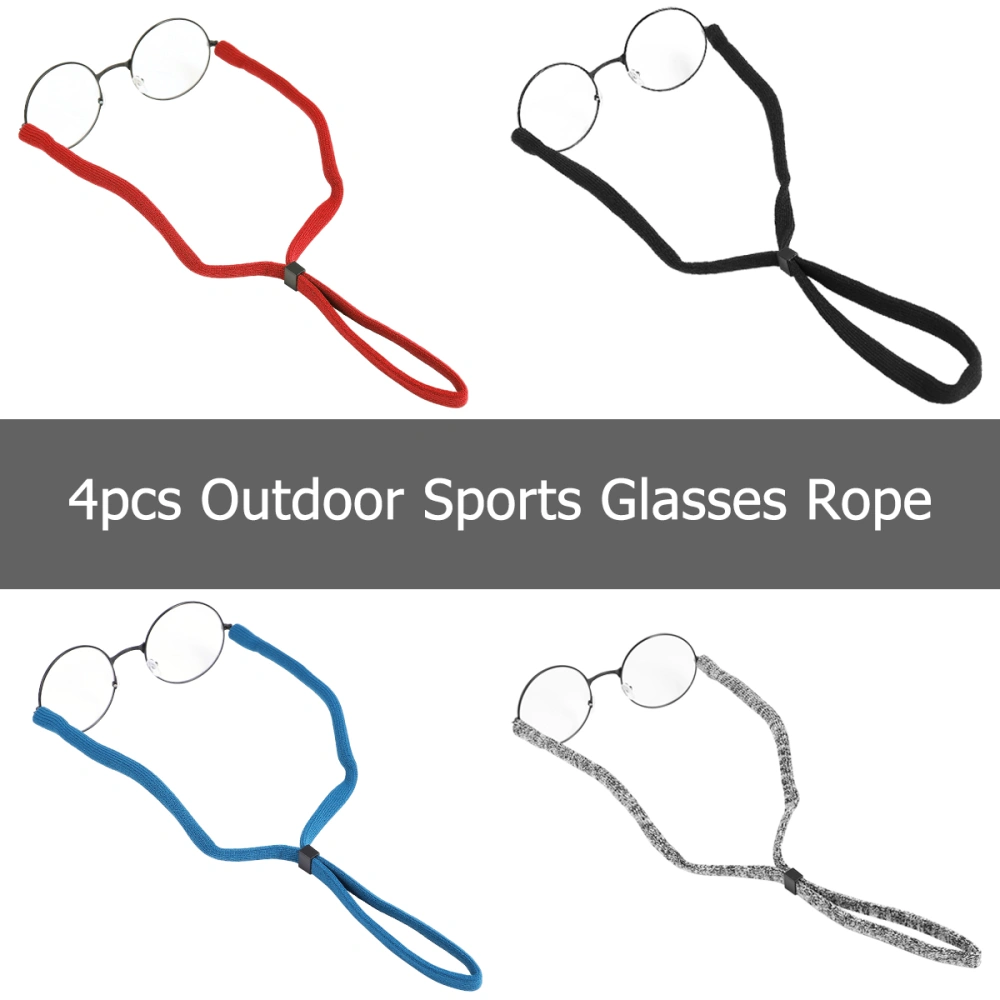 4pcs Outdoor Sports Glasses Rope Adjustable Eye Glasses Rope Portable Non-slip Eyewear Strap for Daily Use (Red, Blue, Black, White)