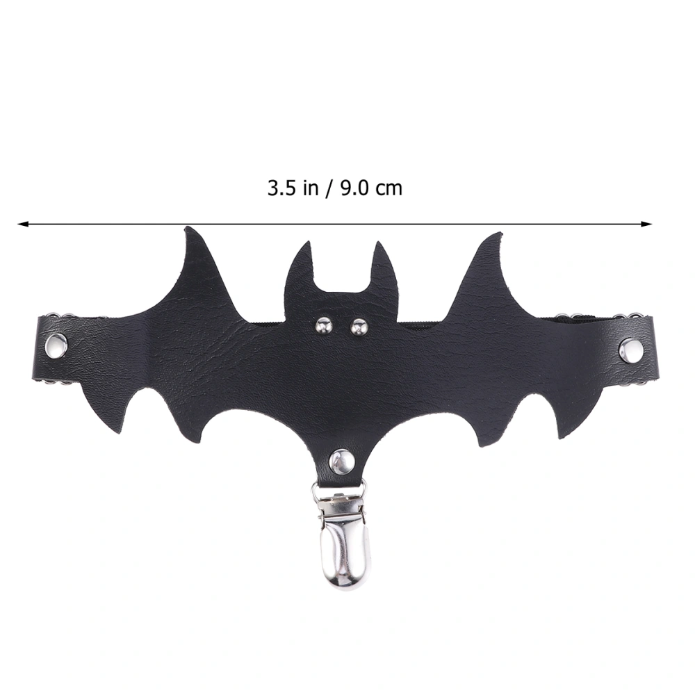 Halloween Bat Wings Garter Belt Sexy Leather Stocking Suspender Stocking Clip Ring for Girls Women Black