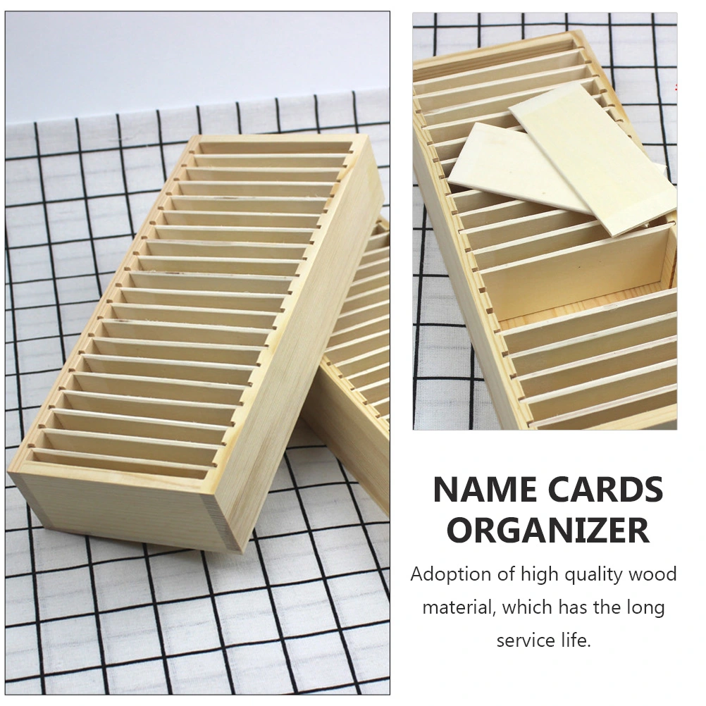 1pc Wooden Business Cards Storage Box Wooden Box Detachable Compartment Box