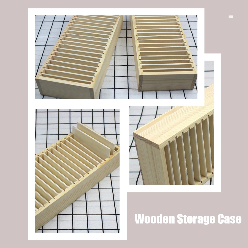 1pc Wooden Business Cards Storage Box Wooden Box Detachable Compartment Box