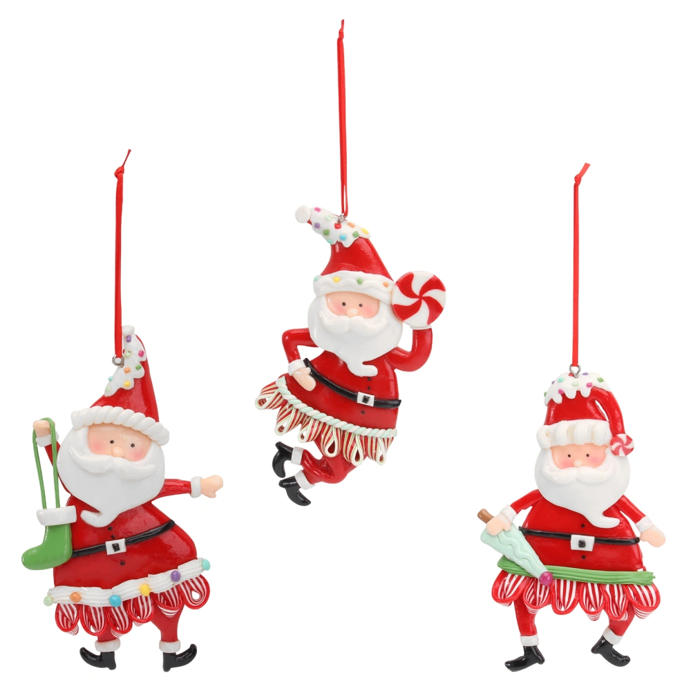 3pcs Cartoon Christmas Tree Hangings Lovely Santa Claus Pendants Xmas Supply