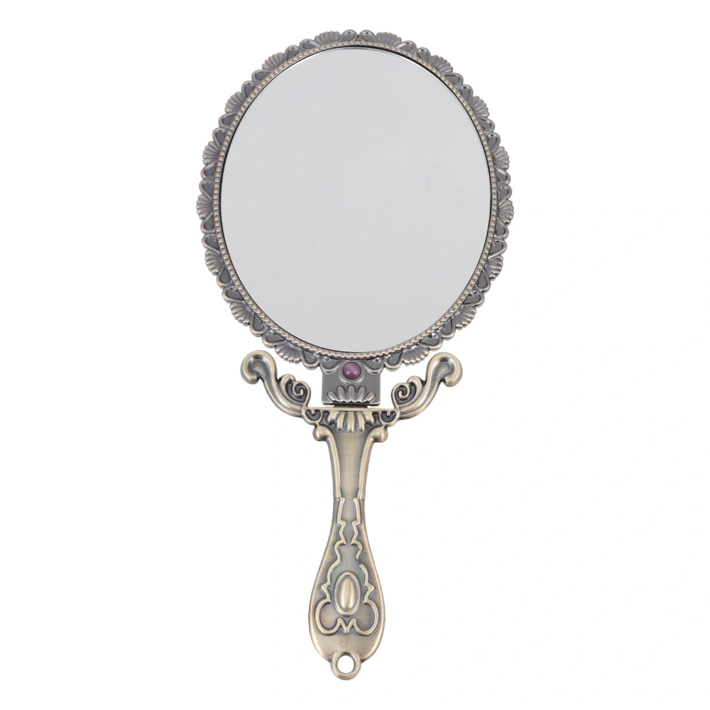 Vintage Rose Handle Mirror Lady Portable Cosmetic Mirror Foldable Mirror