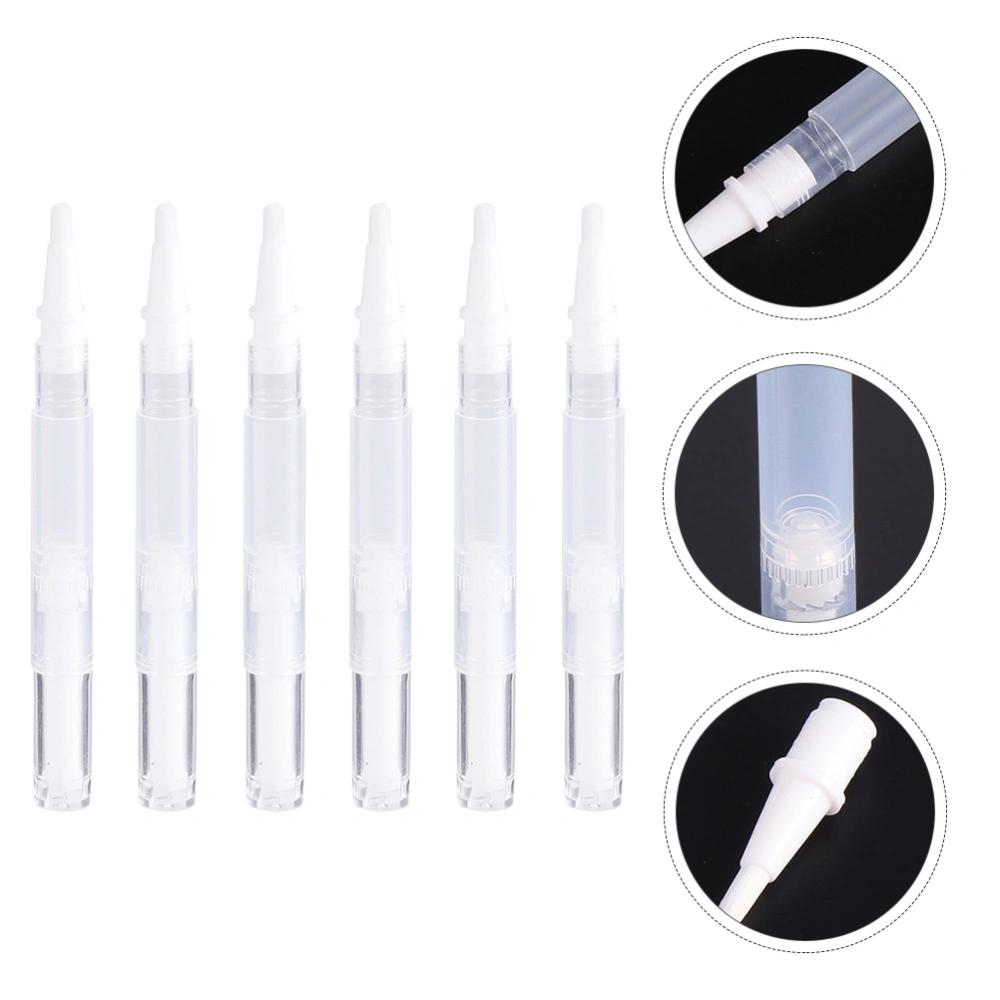 6pcs Manicure Pens Empty Eyelash Growth Liquid Tubes with Brush Tip