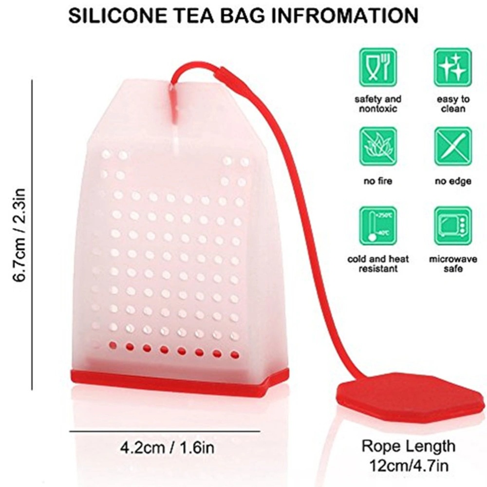 Silicone Reusable Tea Bag Tea Infuser Strainer Loose Leaf Filters Steeper for Tea Cups Mugs Teapots (Red)