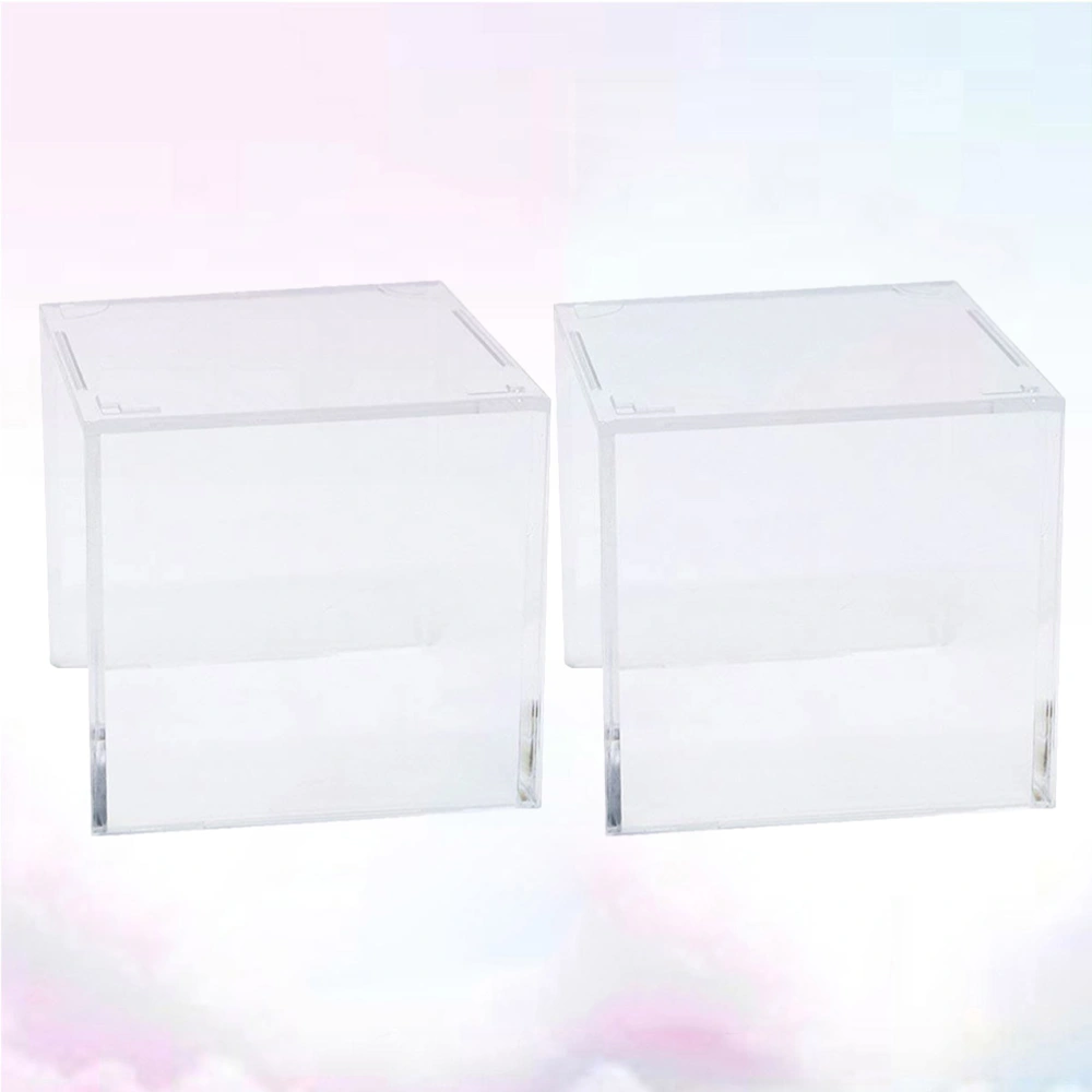 2PCS Acrylic Tennis Ball Cases Baseball Display Stands Softball Storage Boxes Holders (Transparent)