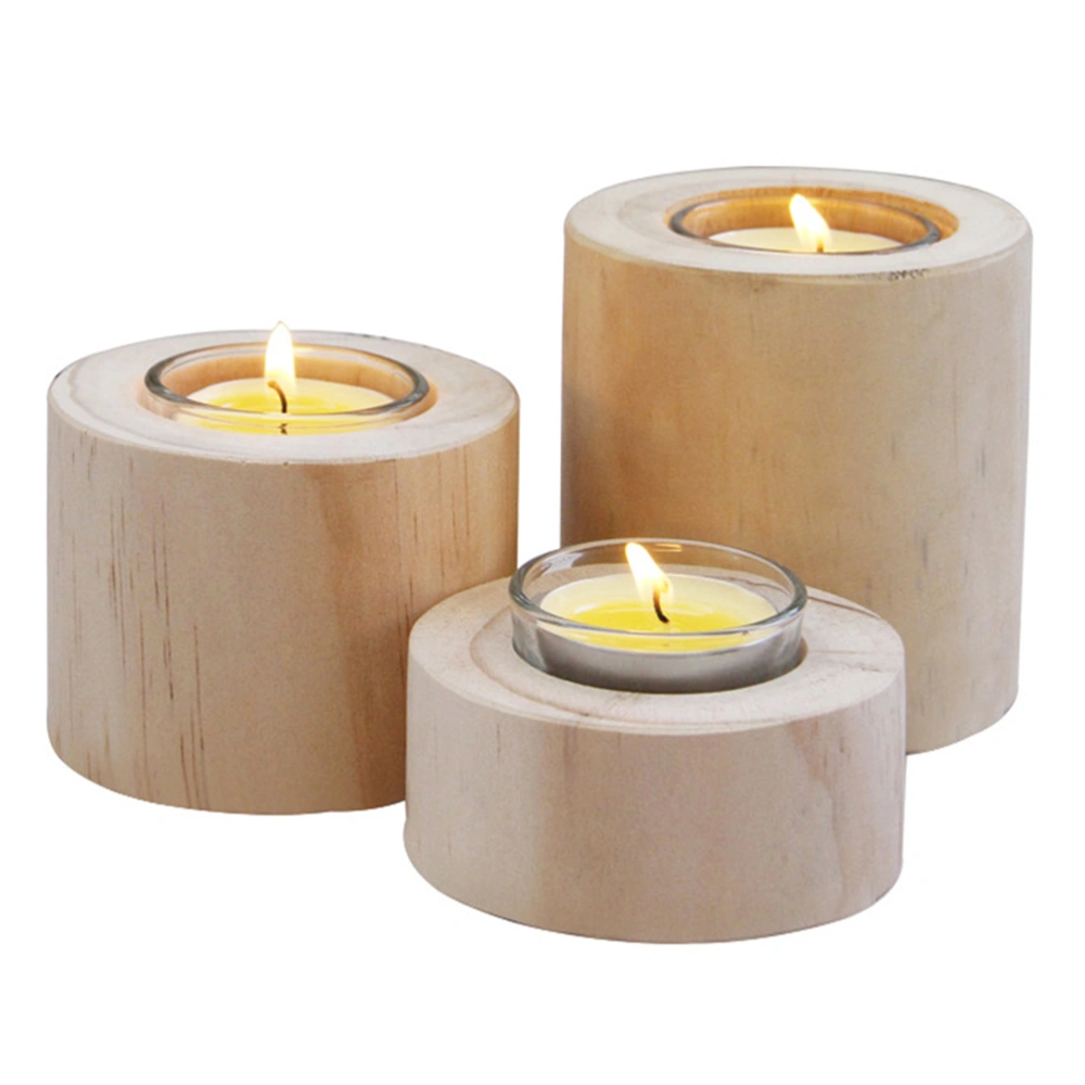 3pcs Wooden Candle Holder Wooden Candle Stand Candlestick Dinner Candlestick