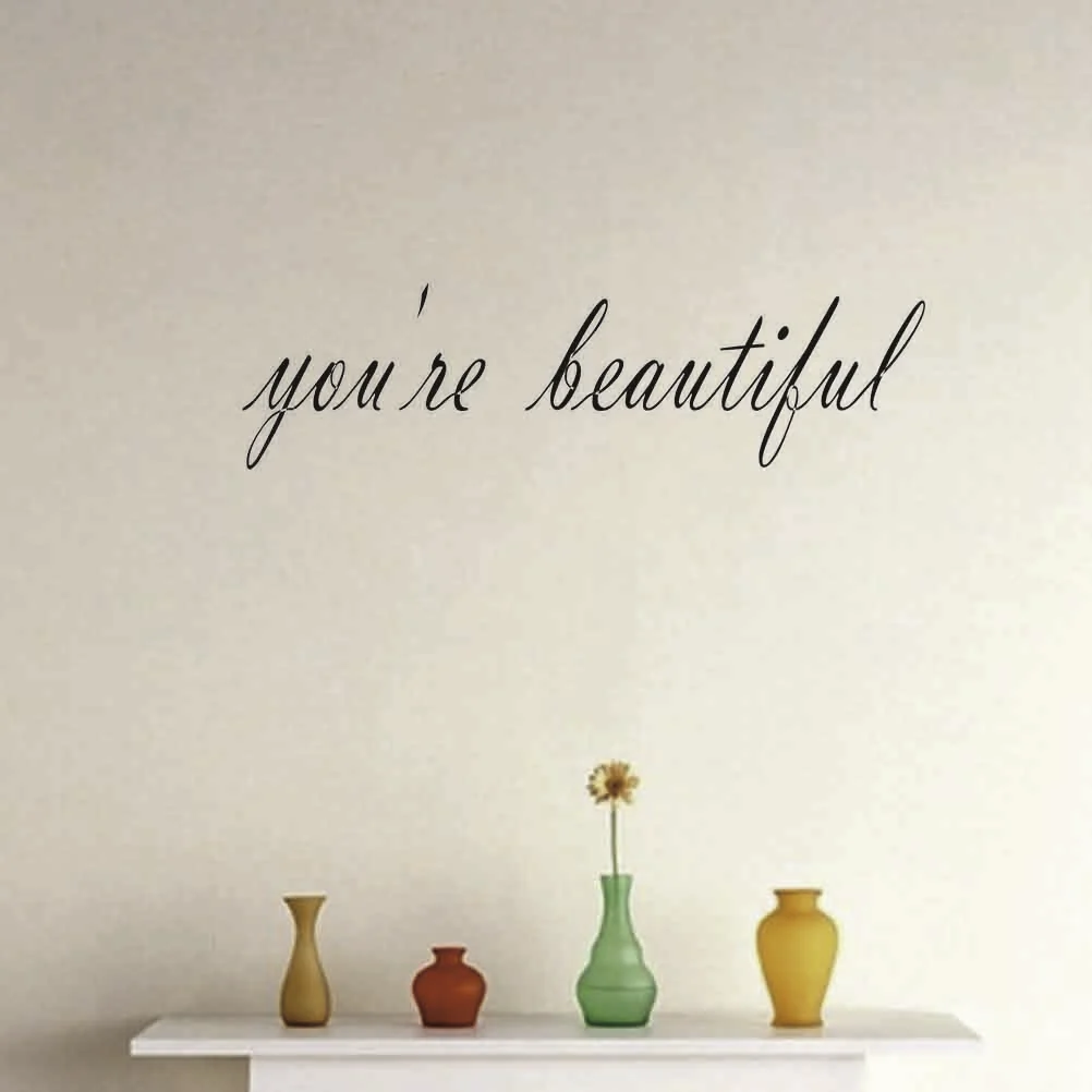 DIY Wall Decals you're beautiful Bedroom Living Room Wall Sticker Removable Home Art Decor (43 x 14.5)
