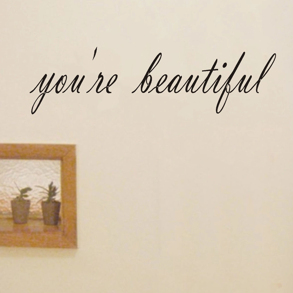 DIY Wall Decals you're beautiful Bedroom Living Room Wall Sticker Removable Home Art Decor (43 x 14.5)