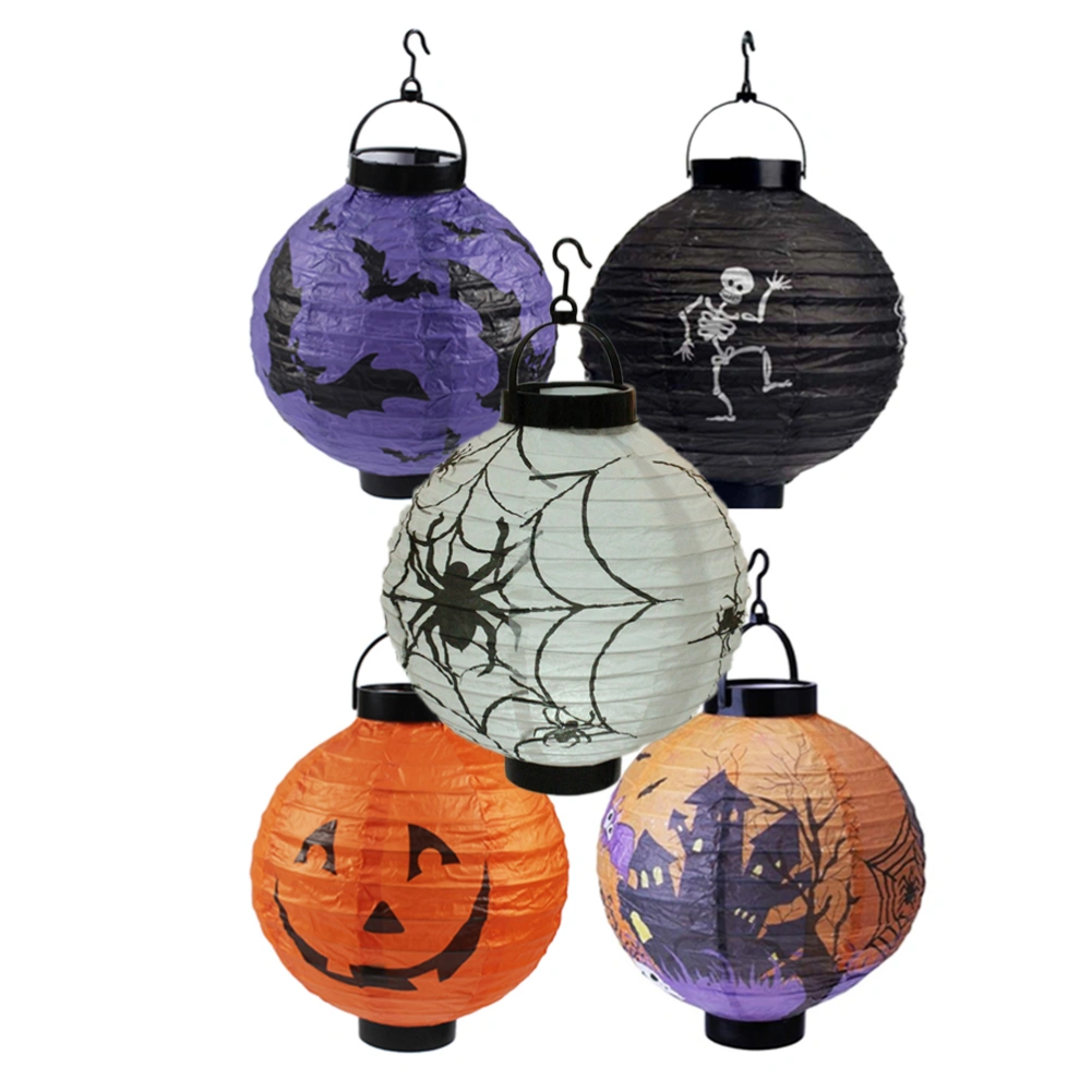 2 Pcs Halloween Glowing Pumpkin Lantern LED Folding Paper Lantern Portable Yellow Pumpkin Lamp Horror Ghost Festival Atmosphere Prop - Without Batteries