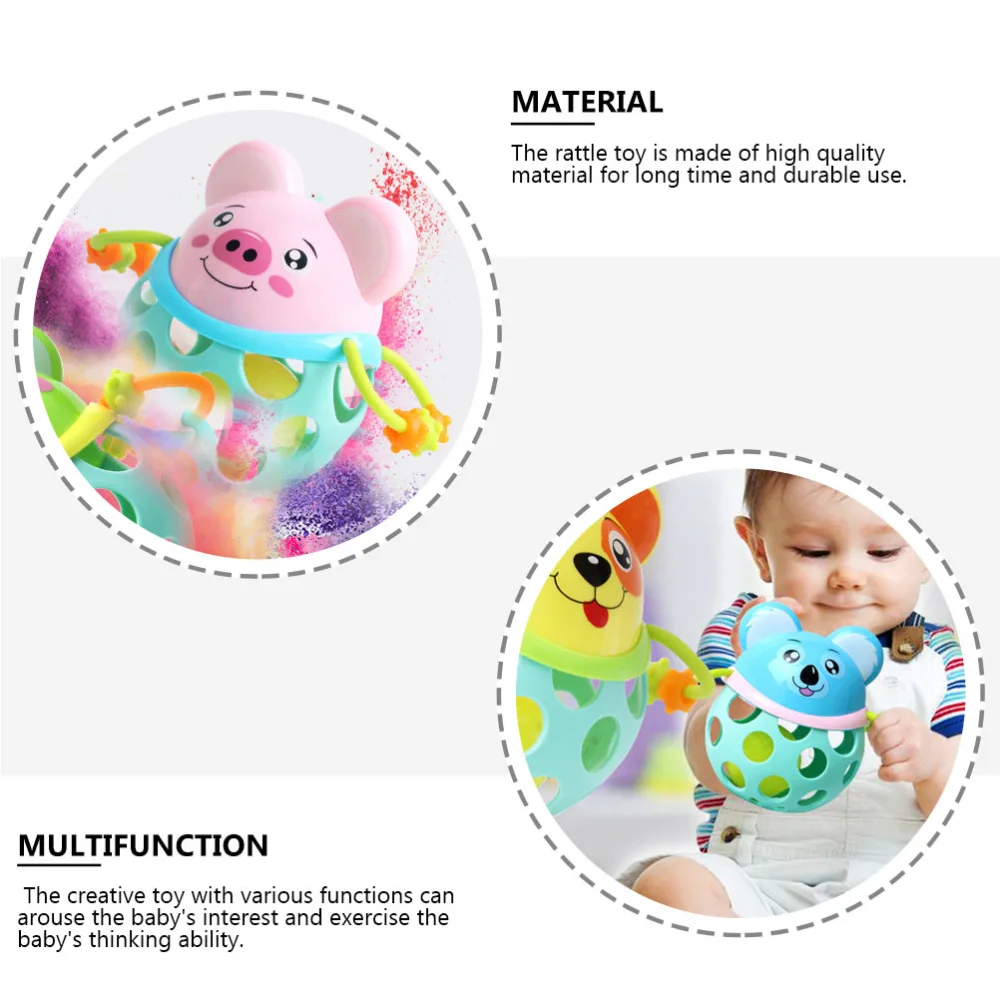 2 Pcs Cartoon Rattle Toys Baby Handbell Toy Teether Toy Educational Toy Random Style