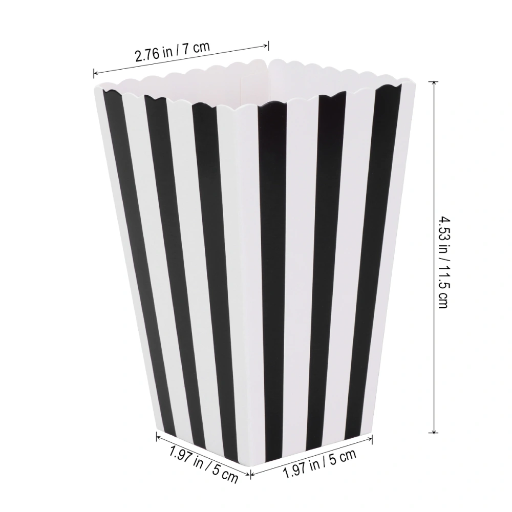 24pcs Popcorn Boxes Holder Containers Cartons Paper Bags Stripe Box for Movie Theater Dessert Tables Wedding Favors (Black)