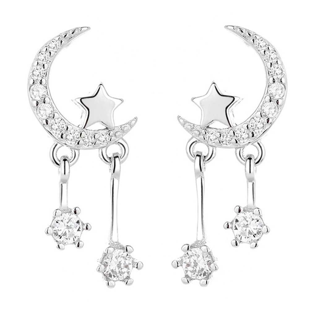 1 Pair Rhinestone Ear Studs Tassel Earring Dangler Copper Earrings Ear Jewelry