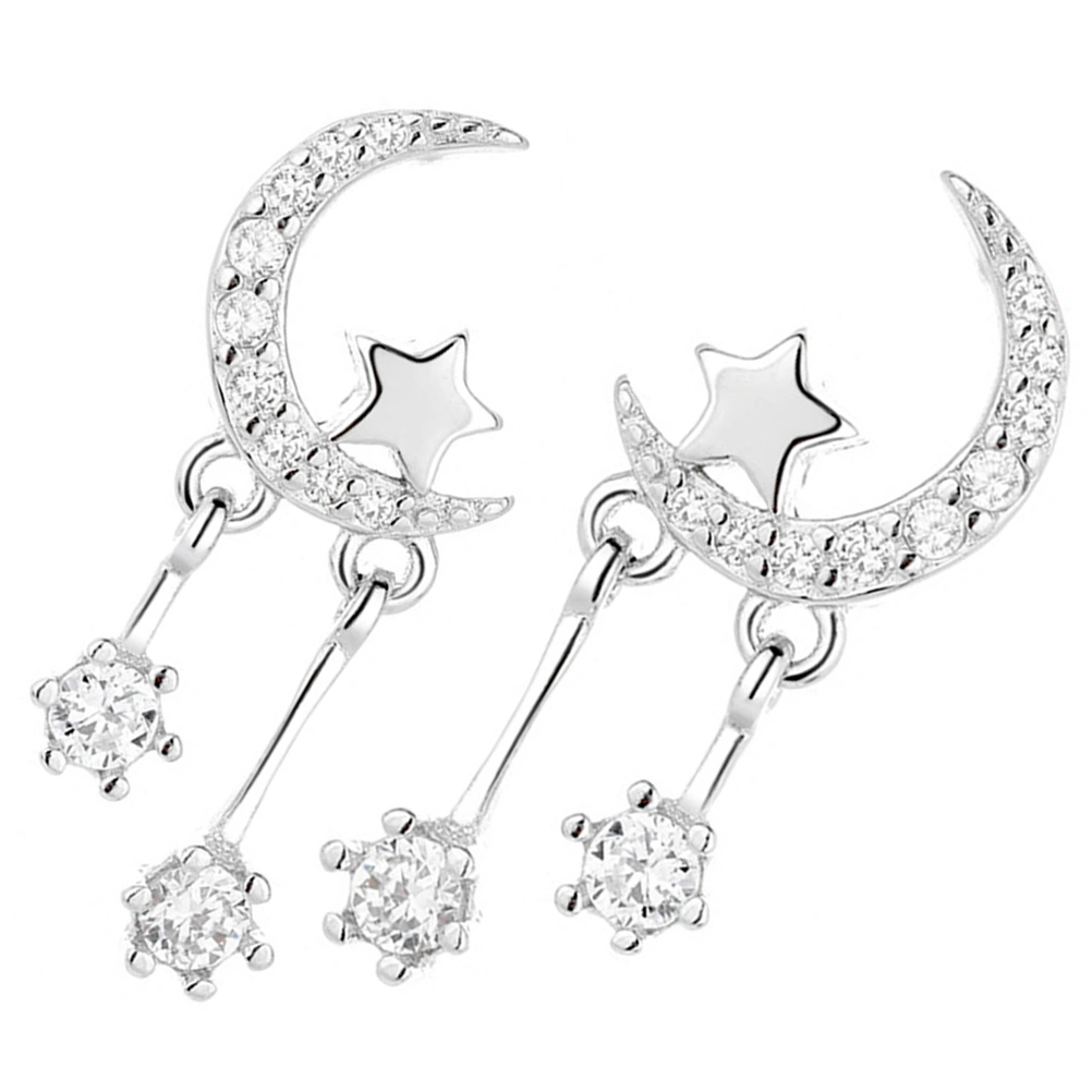 1 Pair Rhinestone Ear Studs Tassel Earring Dangler Copper Earrings Ear Jewelry
